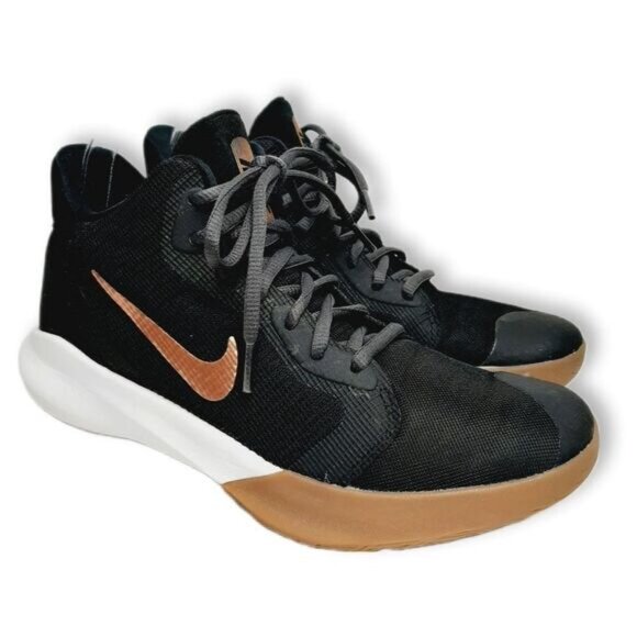 NIKE Precision 3 Black Metallic Copper Swoosh Athletic Shoes Runners Sz 8 - Picture 2 of 15